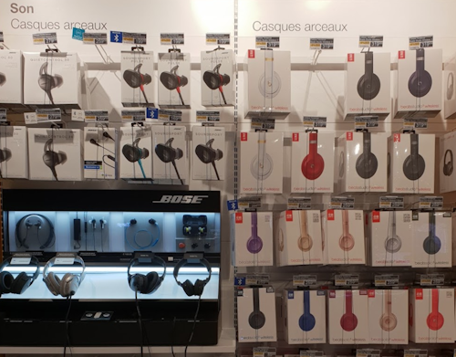 Le rayon casques et écouteurs