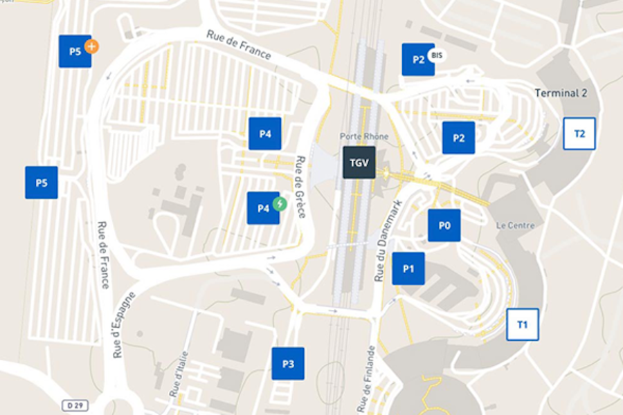parking plans vue vignette Lyon aéroport