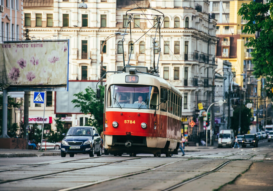 Vieux tram à Kiev