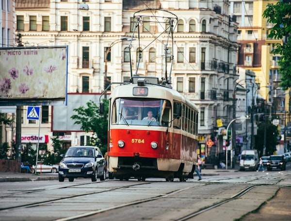 Vieux tram à Kiev