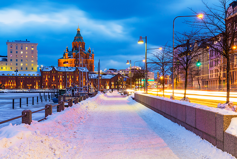 Helsinki Finlande neige ville