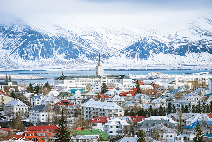 Reykjavik Islande ville neige