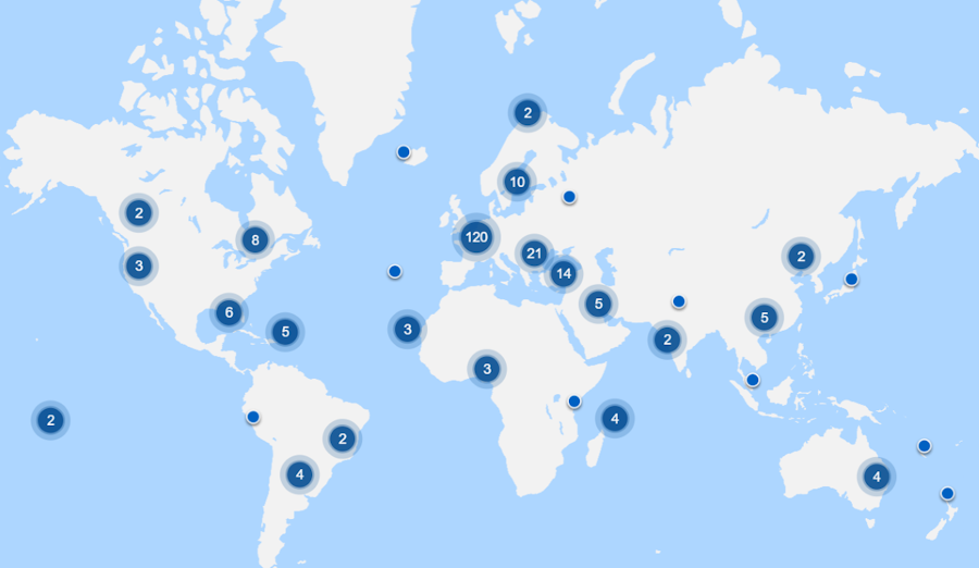 Carte des destinations