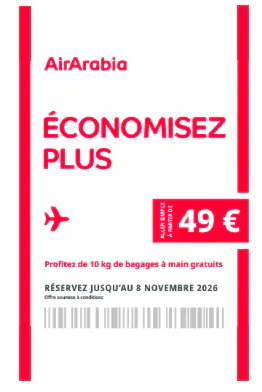 Promo Air Arabia Novembre 2026
